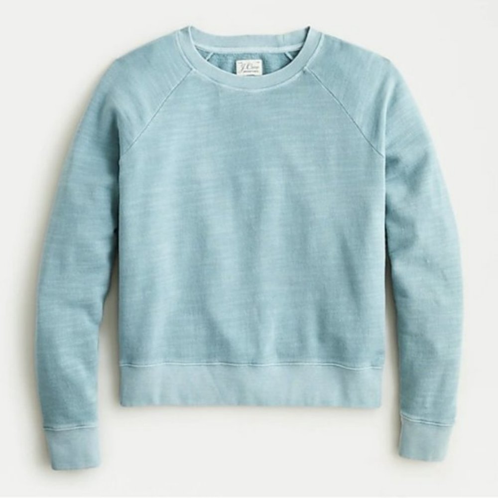 J.Crew Crewneck Pullover in Vintage Cotton Terry, Sounds Blue, M